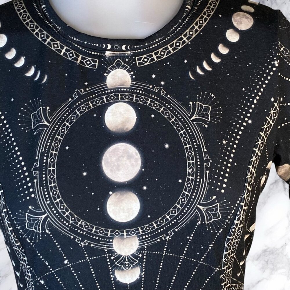 Blackmilk Moon Phases Longline Evil Tee Dress - Black - Picture 11 of 12
